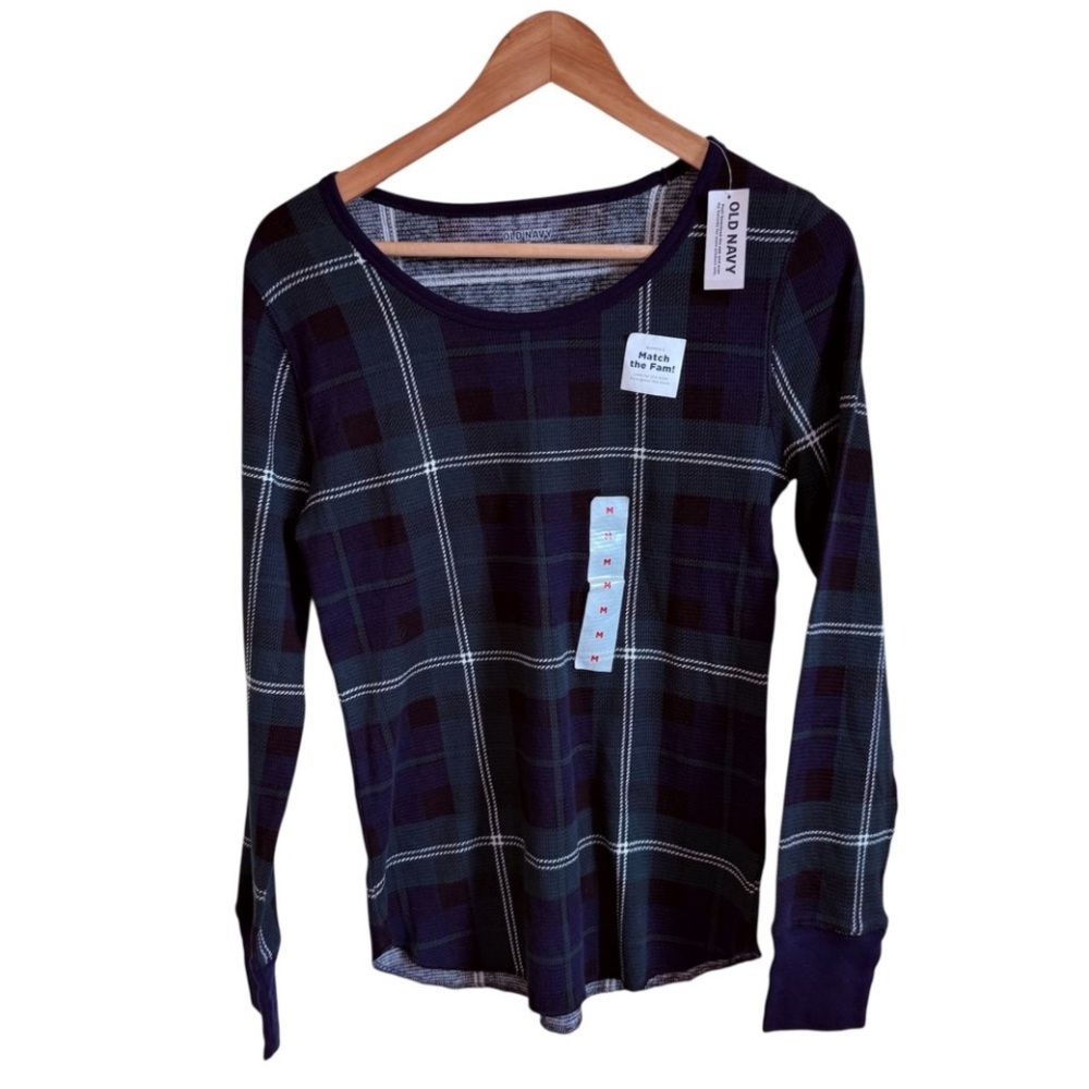 Old Navy Plaid Long Sleeve Tee - Navy and Black. NWT